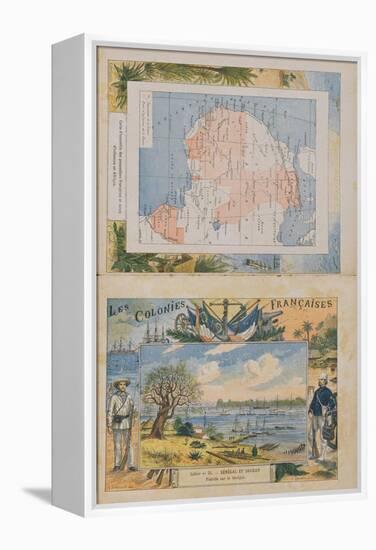 Map of French Possessions and Spheres of Influence in Africa and a View of the River Senegal-G. Dascher-Framed Premier Image Canvas