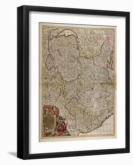 Map of French, Swiss and Italian Alpine and Transalpine Regions and Western Liguria Region-null-Framed Giclee Print