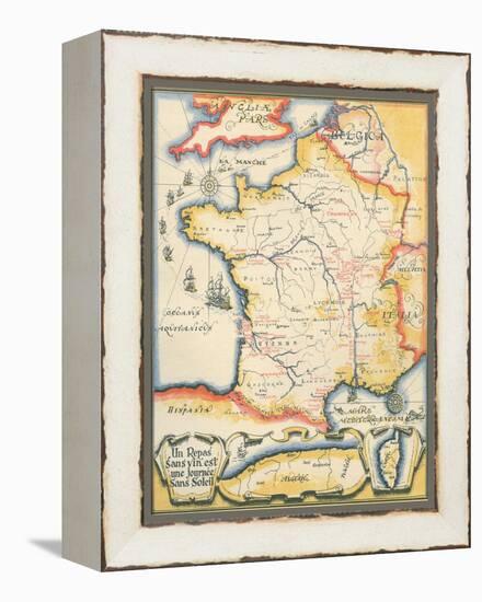 Map of French Wine Country-null-Framed Stretched Canvas