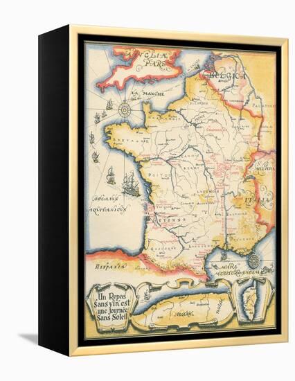 Map of French Wine Country-null-Framed Stretched Canvas