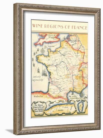 Map of French Wine Country-null-Framed Premium Giclee Print