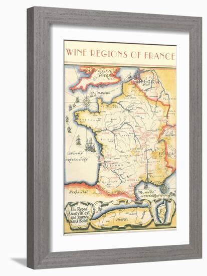 Map of French Wine Country-null-Framed Premium Giclee Print