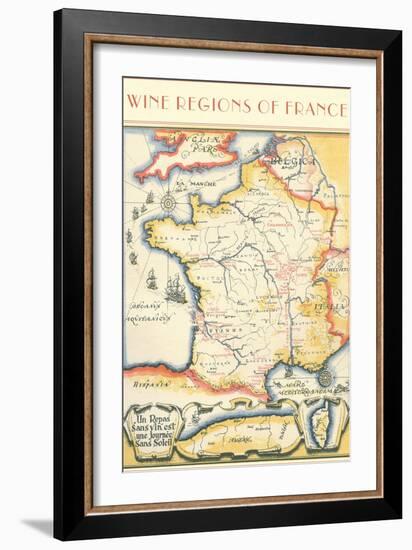 Map of French Wine Country-null-Framed Premium Giclee Print