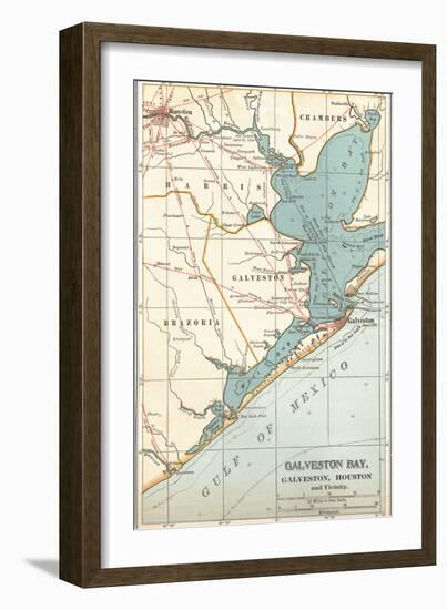 Map of Galveston Bay, Houston and Vicinity (C. 1900)-Encyclopaedia Britannica-Framed Art Print