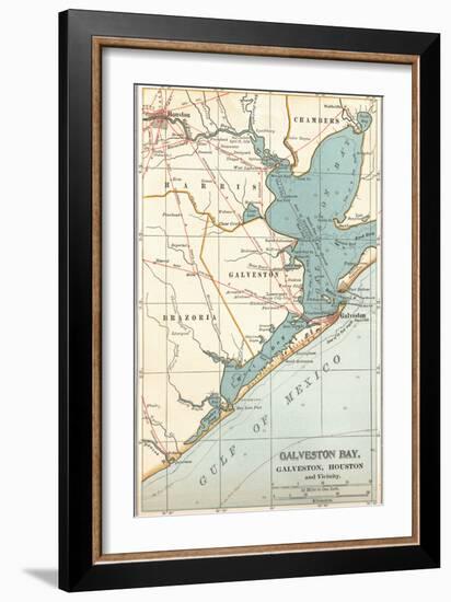 Map of Galveston Bay, Houston and Vicinity (C. 1900)-Encyclopaedia Britannica-Framed Art Print