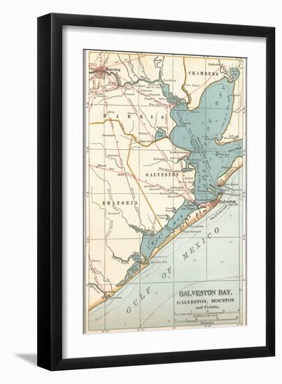 Map of Galveston Bay, Houston and Vicinity (C. 1900)-Encyclopaedia Britannica-Framed Art Print
