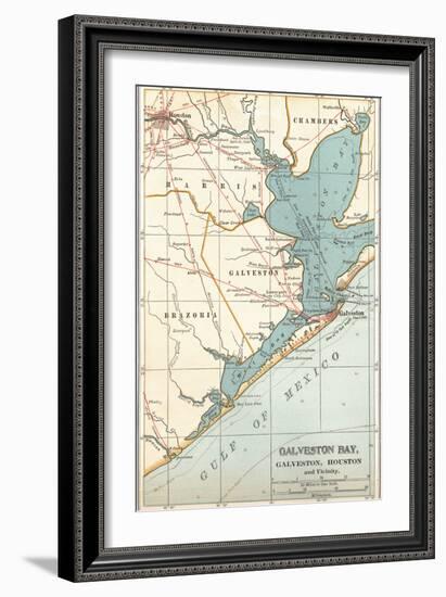 Map of Galveston Bay, Houston and Vicinity (C. 1900)-Encyclopaedia Britannica-Framed Art Print