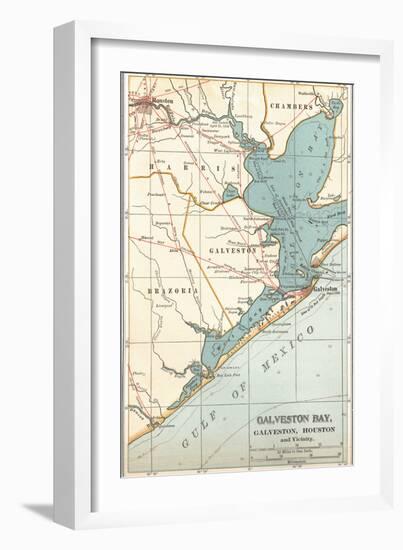 Map of Galveston Bay, Houston and Vicinity (C. 1900)-Encyclopaedia Britannica-Framed Premium Giclee Print