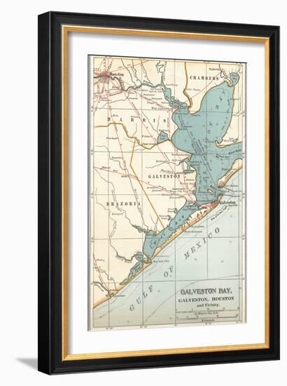 Map of Galveston Bay, Houston and Vicinity (C. 1900)-Encyclopaedia Britannica-Framed Premium Giclee Print