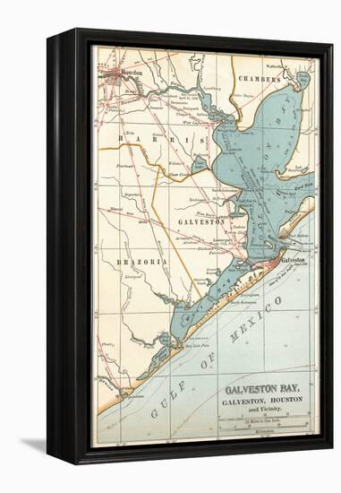 Map of Galveston Bay, Houston and Vicinity (C. 1900)-Encyclopaedia Britannica-Framed Stretched Canvas