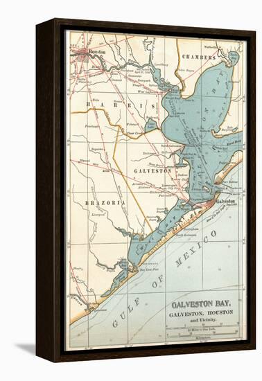 Map of Galveston Bay, Houston and Vicinity (C. 1900)-Encyclopaedia Britannica-Framed Stretched Canvas