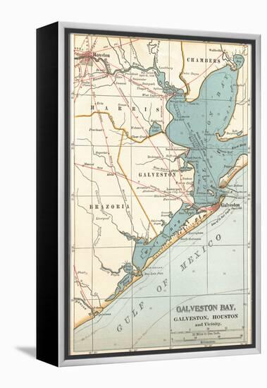 Map of Galveston Bay, Houston and Vicinity (C. 1900)-Encyclopaedia Britannica-Framed Stretched Canvas