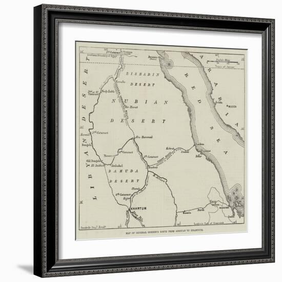 Map of General Gordon's Route from Assouan to Khartoum-null-Framed Giclee Print