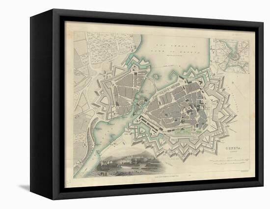 Map of Geneva, with an Illustrated 'View of the City', 1847-null-Framed Premier Image Canvas