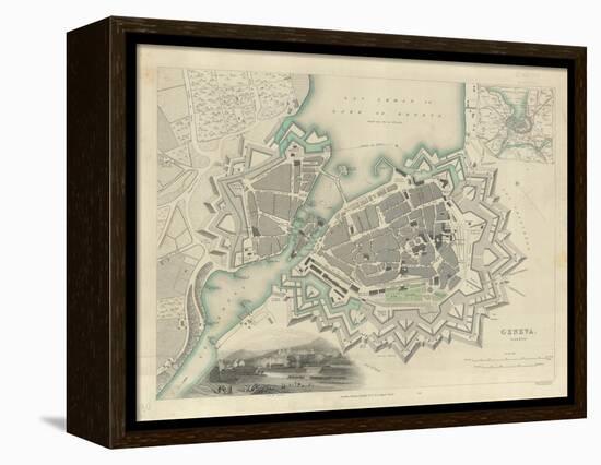 Map of Geneva, with an Illustrated 'View of the City', 1847-null-Framed Premier Image Canvas