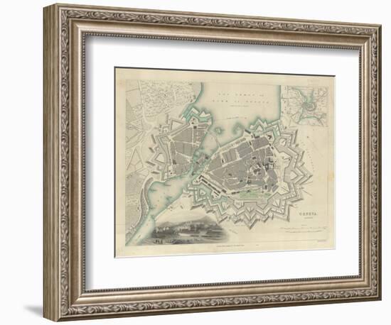 Map of Geneva, with an Illustrated 'View of the City', 1847-null-Framed Giclee Print