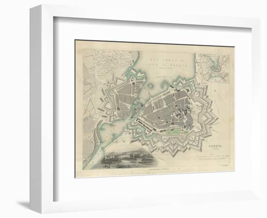 Map of Geneva, with an Illustrated 'View of the City', 1847-null-Framed Giclee Print