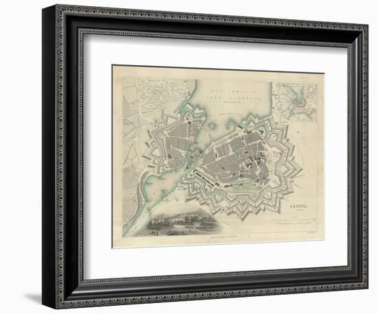 Map of Geneva, with an Illustrated 'View of the City', 1847-null-Framed Giclee Print