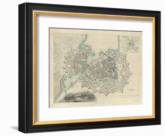 Map of Geneva, with an Illustrated 'View of the City', 1847-null-Framed Giclee Print