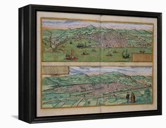 Map of Genoa and Florence, from Civitates Orbis Terrarum by Georg Braun-Joris Hoefnagel-Framed Premier Image Canvas