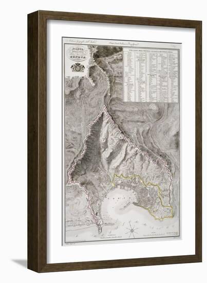 Map of Genoa by Attilio Zuccagni-Orlandini, Taken from the Geographic Atlas of Italian States-null-Framed Giclee Print