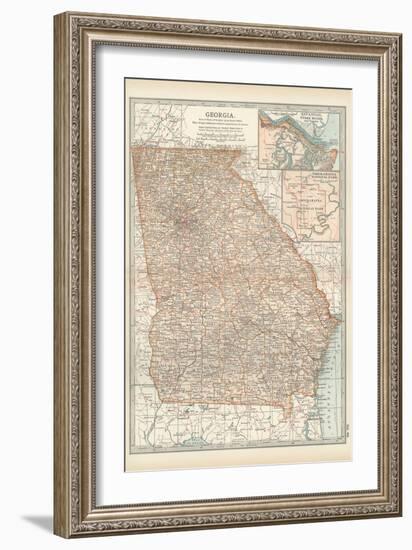 Map of Georgia. United States. Inset Maps of Savannah and Vicinity, Chickamauga National Park-Encyclopaedia Britannica-Framed Art Print