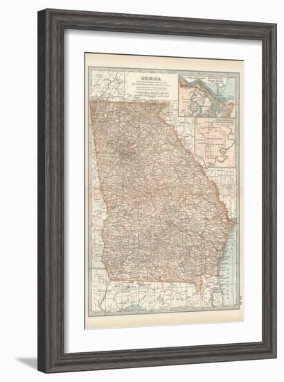 Map of Georgia. United States. Inset Maps of Savannah and Vicinity, Chickamauga National Park-Encyclopaedia Britannica-Framed Art Print