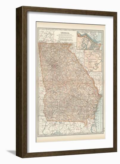 Map of Georgia. United States. Inset Maps of Savannah and Vicinity, Chickamauga National Park-Encyclopaedia Britannica-Framed Art Print