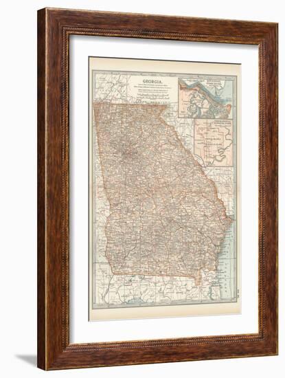 Map of Georgia. United States. Inset Maps of Savannah and Vicinity, Chickamauga National Park-Encyclopaedia Britannica-Framed Art Print