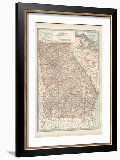 Map of Georgia. United States. Inset Maps of Savannah and Vicinity, Chickamauga National Park-Encyclopaedia Britannica-Framed Art Print