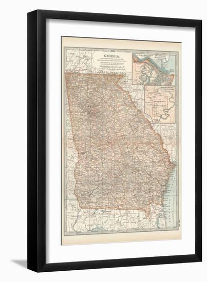 Map of Georgia. United States. Inset Maps of Savannah and Vicinity, Chickamauga National Park-Encyclopaedia Britannica-Framed Art Print