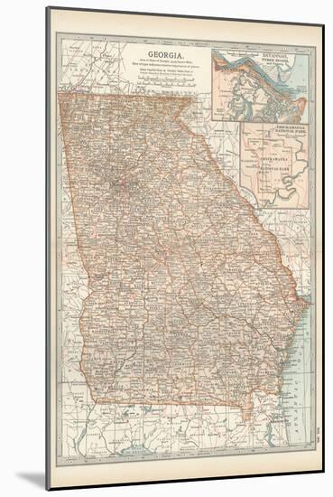 Map of Georgia. United States. Inset Maps of Savannah and Vicinity, Chickamauga National Park-Encyclopaedia Britannica-Mounted Art Print