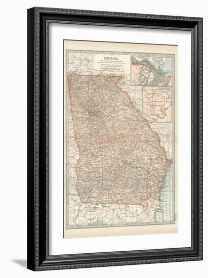 Map of Georgia. United States. Inset Maps of Savannah and Vicinity, Chickamauga National Park-Encyclopaedia Britannica-Framed Art Print