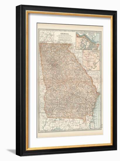 Map of Georgia. United States. Inset Maps of Savannah and Vicinity, Chickamauga National Park-Encyclopaedia Britannica-Framed Art Print