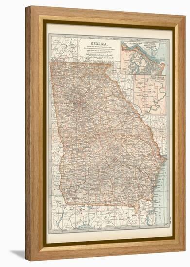 Map of Georgia. United States. Inset Maps of Savannah and Vicinity, Chickamauga National Park-Encyclopaedia Britannica-Framed Stretched Canvas