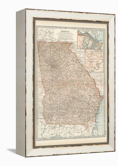 Map of Georgia. United States. Inset Maps of Savannah and Vicinity, Chickamauga National Park-Encyclopaedia Britannica-Framed Stretched Canvas