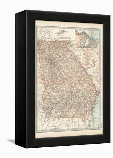 Map of Georgia. United States. Inset Maps of Savannah and Vicinity, Chickamauga National Park-Encyclopaedia Britannica-Framed Stretched Canvas