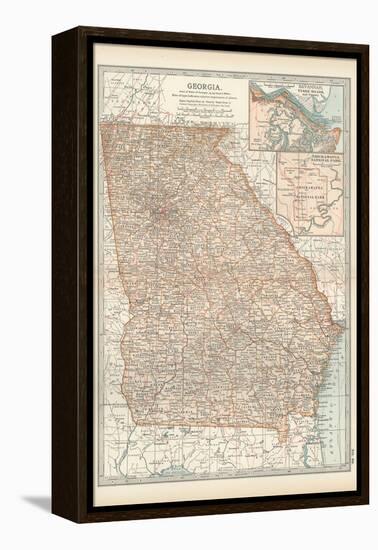 Map of Georgia. United States. Inset Maps of Savannah and Vicinity, Chickamauga National Park-Encyclopaedia Britannica-Framed Stretched Canvas
