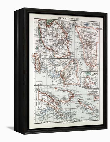 Map of German Colonies German New Guinea Cameroon 1899-null-Framed Premier Image Canvas