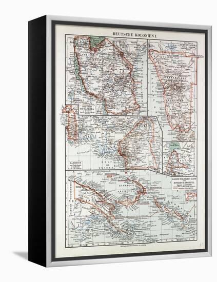 Map of German Colonies German New Guinea Cameroon 1899-null-Framed Premier Image Canvas