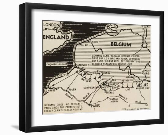 Map of German World War 2 Invasion and Allied Resistance in Early June 1940-null-Framed Art Print