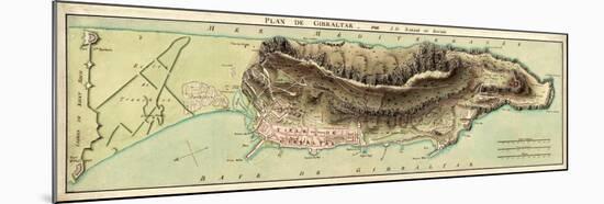 Map Of Gibraltar And Its Fortifications 1799-Vintage Lavoie-Mounted Giclee Print