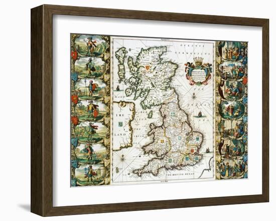 Map of Great Britain Surveyed by John Speed and Engraved by Jocodus Hondius-Philip Spruyt-Framed Giclee Print