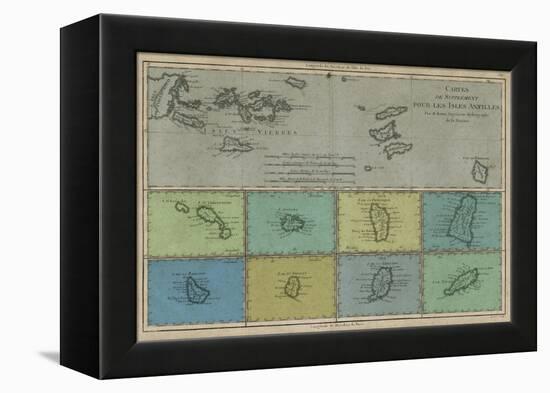 Map of Greater and Lesser Antilles-Vision Studio-Framed Stretched Canvas