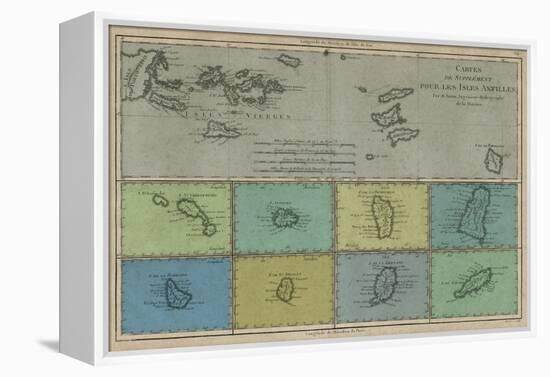 Map of Greater and Lesser Antilles-Vision Studio-Framed Stretched Canvas