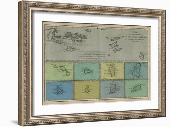 Map of Greater and Lesser Antilles-Vision Studio-Framed Art Print