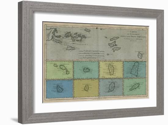 Map of Greater and Lesser Antilles-Vision Studio-Framed Art Print