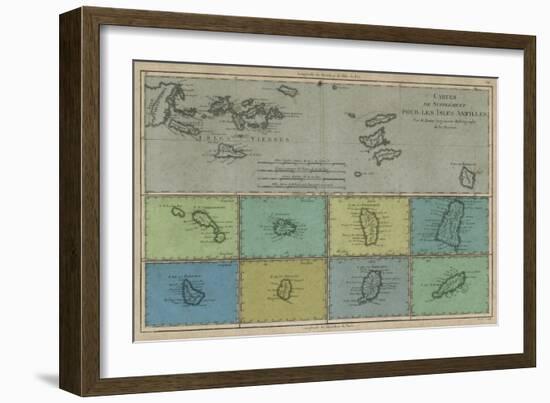 Map of Greater and Lesser Antilles-Vision Studio-Framed Art Print