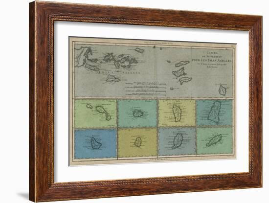 Map of Greater and Lesser Antilles-Vision Studio-Framed Art Print