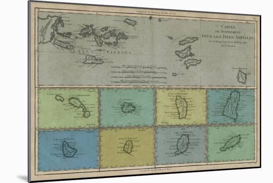 Map of Greater and Lesser Antilles-Vision Studio-Mounted Art Print